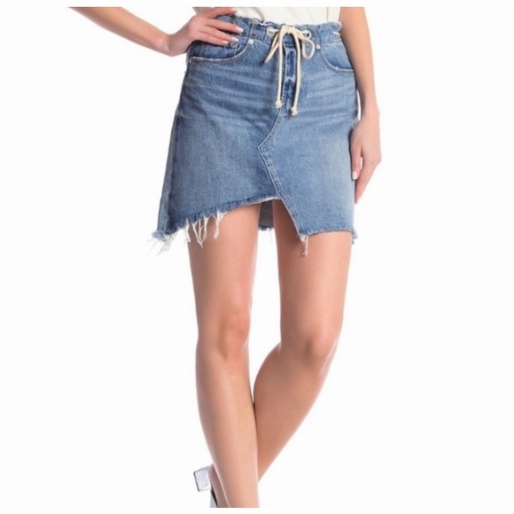 BLANK NYC DENIM ASYMMETRICAL RAW CUT DENIM SKIRT SIZE 6 - Picture 6 of 9